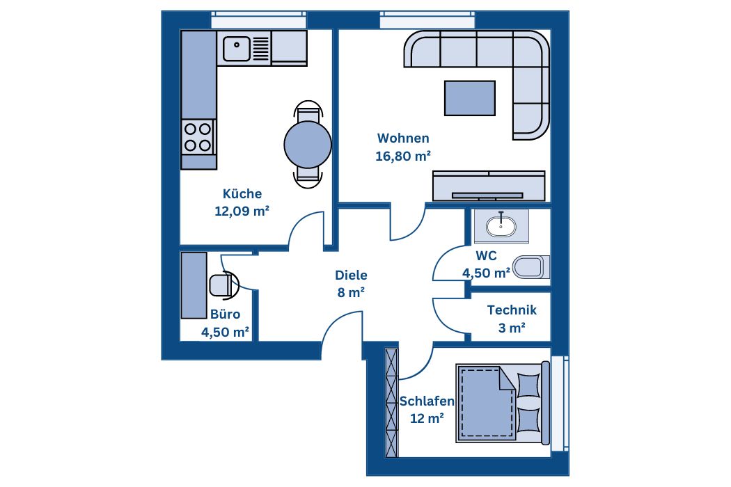 Grundriss für geschlossenen Hausbau