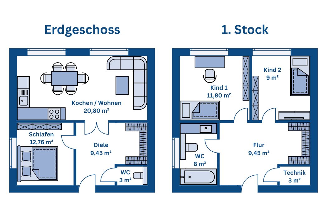 Grundriss für Mehrgeschossige Häuser